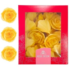 Dekorace oplatková - Růže malá 30 mm, žlutá, 35 ks