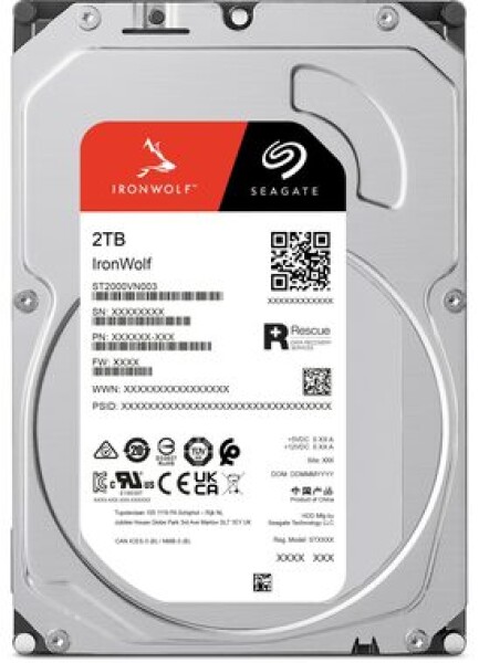 Seagate IronWolf HDD 2TB / interní / 3.5" / 256MB cache / 5400RPM (ST2000VN003)