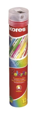 KOLORES, trojhranné pastelky 3 mm, s ořezávátkem / 12 barev