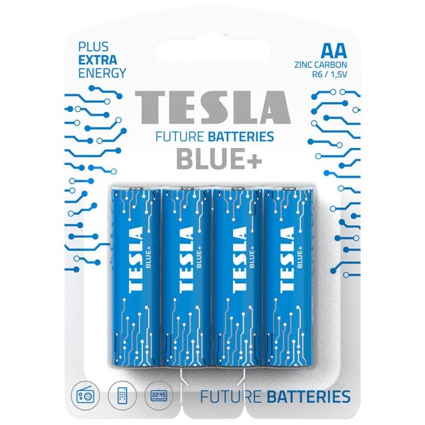 TESLA BLUE+ Zinc Carbon tužková baterie AA (R06) 4 ks / blister (1099137197)