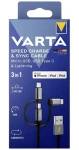 Varta Nabíjecí kabel 3v1 černá / Nabíjecí kabel / USB-A na USB-C, Micro-USB, Lightning / 2 m (57937101111)