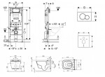 GEBERIT - Duofix Modul pro závěsné WC s tlačítkem Sigma01, matný chrom + Tece One - sprchovací toaleta a sedátko, Rimless, SoftClose 111.300.00.5 NT3