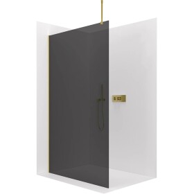 CERANO Sprchová zástěna Walk-in Onyx Top Round L/P - 8 mm - kulatá vzpěra - zlatá, grafitové sklo - 60x200 cm