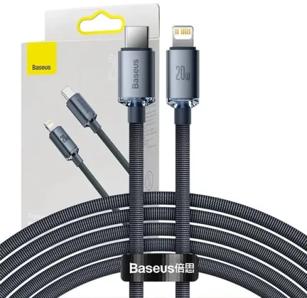 Baseus Crystal Shine kabel USB-C na Lightning 2m černá / 20 W (CAJY000301)