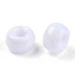 Akrylové korálky - pony beads - bílé - 6 x 9 mm - 10 ks