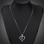 Náhrdelník Swarovski Elements True Love - srdíčko, Fialová 42 cm + 5 cm (prodloužení)