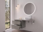 CERANO - Koupelnová skříňka Carole - betonově šedá + deska pod umyvadlo Navira Slim - 18 mm + konzole chrom - 120x49,8x46 CER-606099