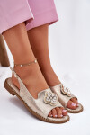 Dámské sandály na plochém podpatku s ozdobným detailem S.Barski KV51-080 zlaté 38