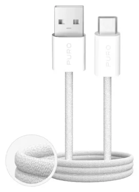 Puro Fabrik 2.0 bílá / Datový kabel / USB-A / USB-C / 10 W / 1,5 m