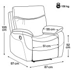 TV a relaxační křeslo s manuálním ovládáním, potah coffee látka v dekoru vintage