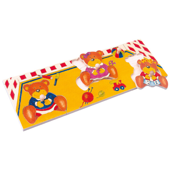 Puzzle na desce dřevěné - medvědi 30x10x2 cm