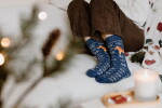 WOOLWEAR of Scandinavia Vlněné ponožky Blue/Yellow Dalahest no. 121 39/42, modrá barva, textil
