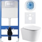 CERANO Kompletní podomítkový WC set Lite/Norbi - bílá lesklá - WC tlačítko Classic, chrom - předstěnová instalace/sádrokarton - 48,5x36,5 cm