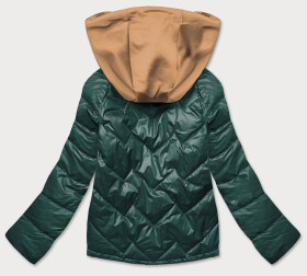 Zeleno/karamelová dímská bunda s kapucí (BH2003) Barva: odcienie zieleni, Velikost: S (36)