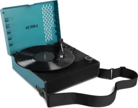 Victrola VSC-750SB-BLU-INT Revolution Go modrá / Gramofon kufříkový / přenosný / 3 rychlostní / BT / RCA (5060647650957)