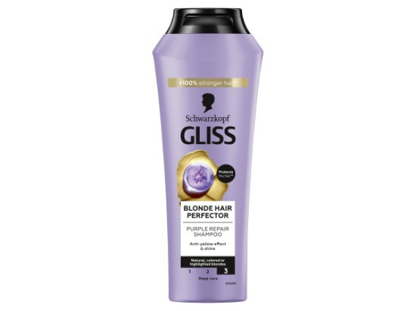 Schwarzkopf Gliss Blonde Hair Perfector Fialový šampon 250ml