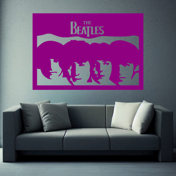 Samolepka The Beatles Barva: fialová, Velikost: 40 x 28 cm