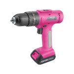 Vrtací šroubovák AKU s příklepem, růžový, 12V Li-ion, 2000mAh sada 27 ks Extol Lady 402403
