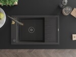 MEXEN/S - Elias granitový dřez 1 s odkapávačem včetně baterie Aster, černá kropenatá 6511-76-73450-57-B