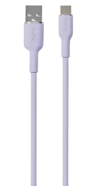 Puro Soft Silicone Cable levandulová / Datový kabel / USB-A / USB-C / 1.5m (PUUSBCICONLVD)