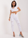 Bílé dámské mom jeans s páskem Velikost: XS