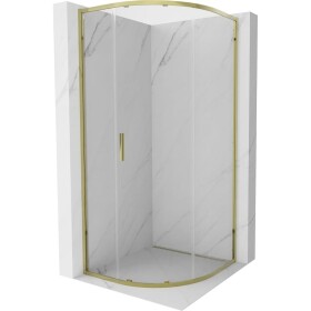MEXEN - Exo čtvrtkruhový posuvný sprchový kout 80 x 80, transparent, zlato 8131-080-080-50-00