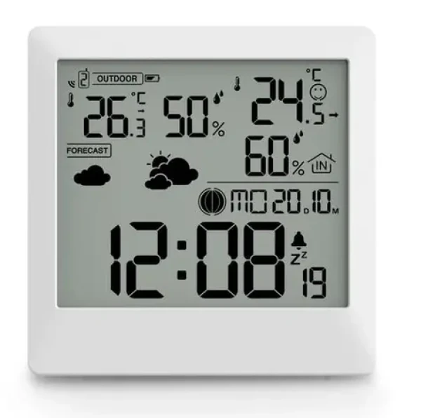 Hama Palawan bílá / meteostanice / teplota / vlhkost / počasí / fáze měsíce / bezdrátový senzor (222238)