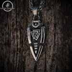 Pánský náhrdelník Ódinovo kopí - GUNGNIR, oboustranný přívěsek, Stříbrná 60 cm