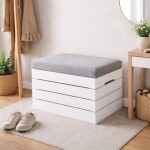 DumDekorace Dřevěný puf s úložným prostorem - komoda se sedákem