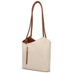 Luxusní dámský kožený kabelko-batůžek Livira, hnědo-krémový