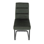 Židle jídelní, taštičkové pružiny v sedáku, madlo na opěráku, zelená látka, černý kov