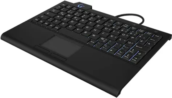 Keysonic KSK-3210ELU černá / Mini klávesnice / Touchpad / Podsvícení / USB / DE (60961)