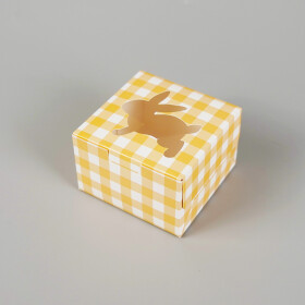 Cake star Velikonoční krabička kostka žlutá 10x10x6,5 cm
