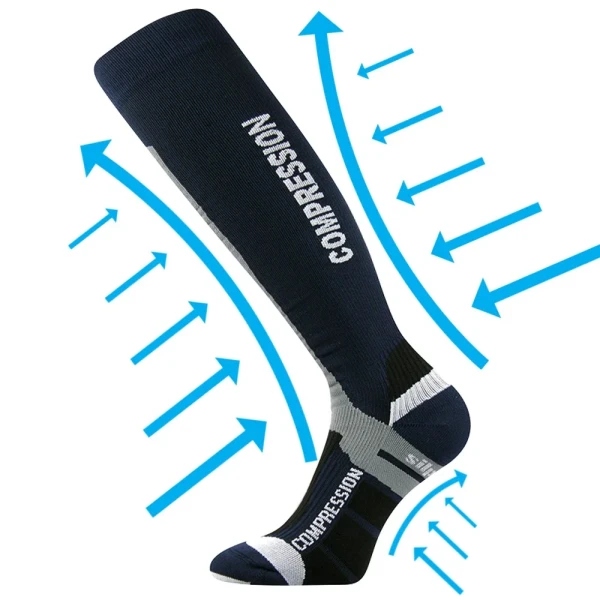 VOXX Podkolenky kompresní SIGNAL anatomicky tvarované s ionty stříbra TMAVĚ MODRÉ 43-46 106458