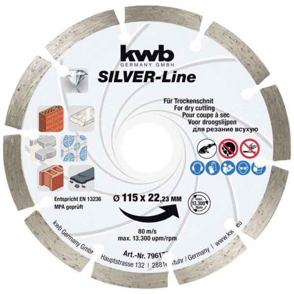 Kwb 796170 diamantový řezný kotouč Průměr 115 mm Ø otvoru 22.23 mm cihla, beton 1 ks