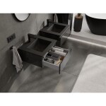 MEXEN/S - Orio koupelnová skříňka 50 cm s umyvadlem Otis, 1 šuplík, černá lesk/černá mat 91A10-05023-1-BF70-W18M71