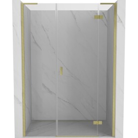 MEXEN/S - Mist-H L sprchové dveře křídlové pravé 135, transparent, zlatá kartáčovaná 8A5L-135-001-55-00-P