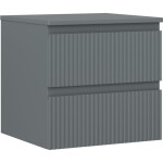MEXEN/S - Rivel koupelnová skříňka pod umyvadlo 50 cm s deskou, 2 zásuvky, reliéf , grafit mat 91A20-05047-2-BFFC66