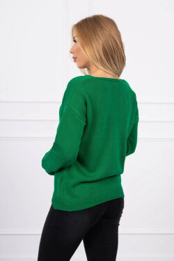 Svetr S202-15 s výstřihem do V zelený - Kesi UNI