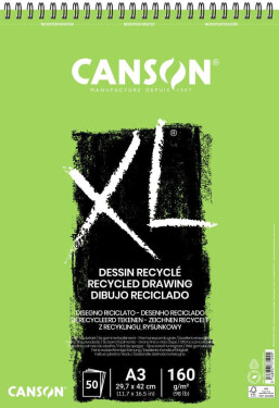 Canson XL Recycled skicák kroužková vazba A3 160 g 50 listů