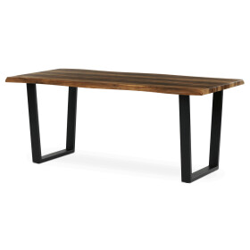 Stůl jídelní, 180x90x75 cm, MDF deska, dekor staré dřevo, kovová nohy ve tvaru U, černý matný lak