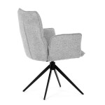 Židle jídelní, šedá látka, 360° vratný mechanismus, černý kov