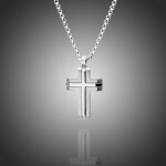 Pánský náhrdelník Alberico chirurgická ocel - kříž, Stříbrná 55 cm
