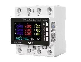 Třífázový WiFi elektroměr TUYA 80A s relé a LCD displejem - montáž na DIN lištu