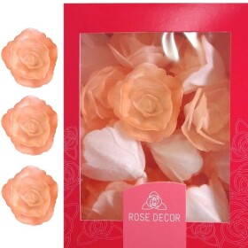 Dekorace oplatková - Růže malá 30 mm, sv.oranžová, 35 ks