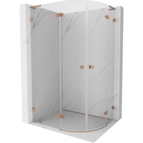 MEXEN/S - Lunar L sprchový kout čtvrtkruh křídlový levá 100 x 80, transparent, měď kartáčovaná 833L-100L-080P-65-00