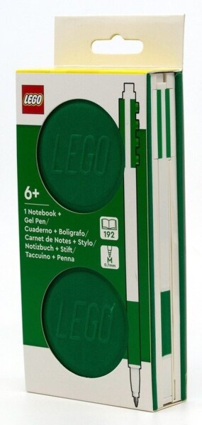 LEGO Zápisník 1x2 s gelovým perem jako klipem - zelený
