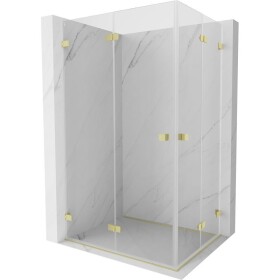 MEXEN/S - Lunar-F Duo sprchový kout skládací dveře 95 x 90, transparent, zlato kartáčovaná 836-095L-090P-55-00