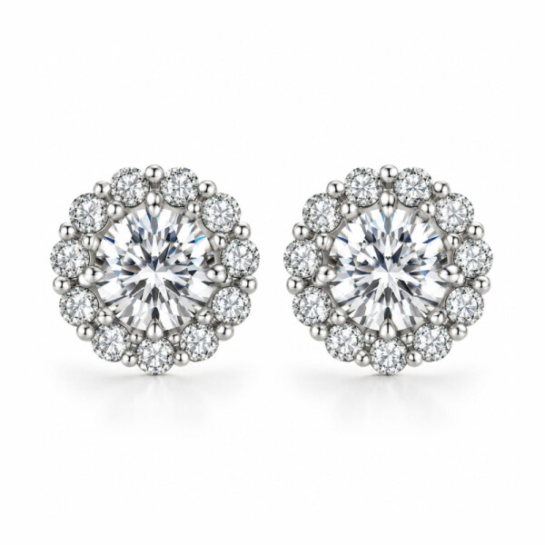 Luxusní stříbrné náušnice Evadne 0,5 ct MOISSANITE + CERTIFIKÁT, Stříbrná certifikát GRA, hadřík na čištění stříbra, dárková krabička