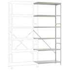 Manuflex RP1344.5021 základní modul regálu oddělení , (š x v x h) 1470 x 2500 x 800 mm, ocel, dřevěná podlaha, vodní mod